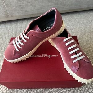 Salvatore Ferragamo velvet/leather sneakers, size 38. NEW
